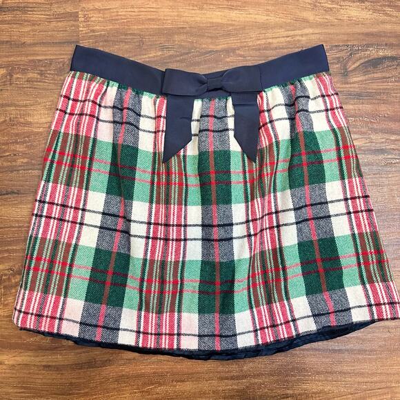 Vineyard Vines Tartan Plaid Wool Skirt Gosgrain Bow 2 XS d - Picture 1 of 9